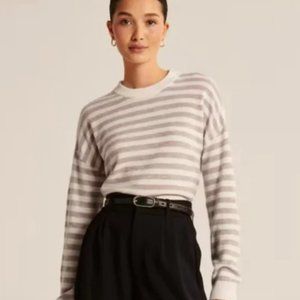 Abercrombie and Fitch 100% Cashmere Cream & Beige Stripe Sweater XXS